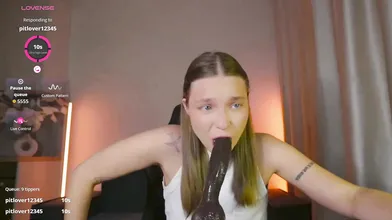 Brunette Teen Deepthroating Big Dildo - Intense Solo Performance
