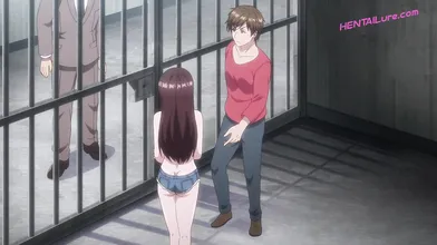 Hot MILF fucked against iron bars jailer join juicy threesome (Dubbed Hentai)