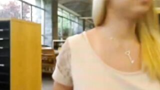Blonde girlfriend pokes her nipples and rubs her big boobs on cam