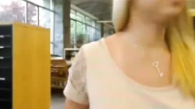 Blonde girlfriend pokes her nipples and rubs her big boobs on cam