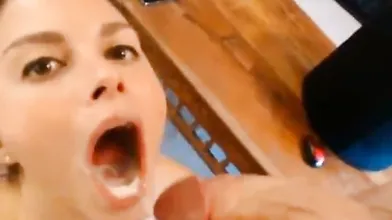 My girlfriend gets a mouthfull of jizz