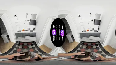 Cutie gives blowjob for fruits