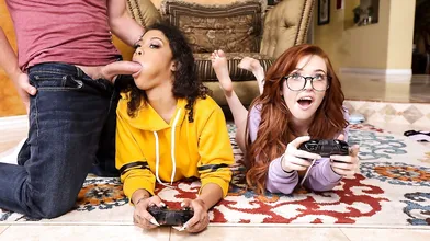 BRAZZERS: Gamer Girl Threesome Action - Starring Jeni Angel and Madi Collins on PornHD