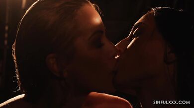 Classy babes sharing a cock in a quite wet environment