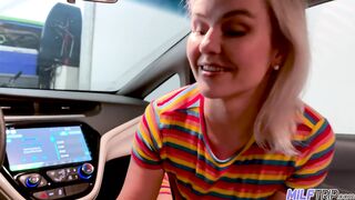 Blonde MILF Blowjob in Car