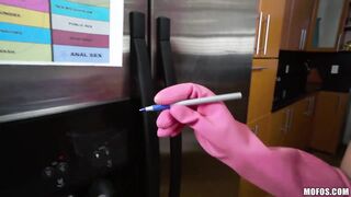 Braced teen Liza trades her pussy for doing the chores