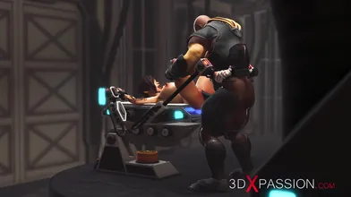 Sci-fi hardcore and a sexy cuffed hottie in the lab