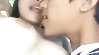 Cute Indonesian Girl With Big Tits Sucks On Dick In The Car