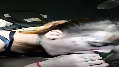 Slut Blows Dick In Car