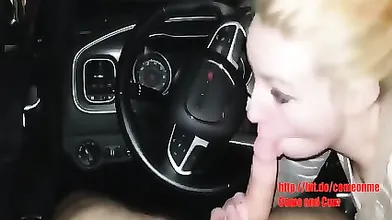 Hot Blonde Stepsister Blowjob In Her Dad's Car