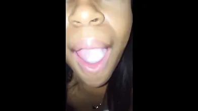 She Catching Nut And Swallowing