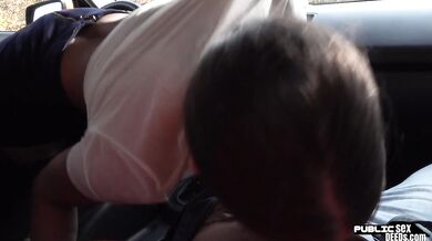 Petite Student Driver Publicly Sucking Her Instructor