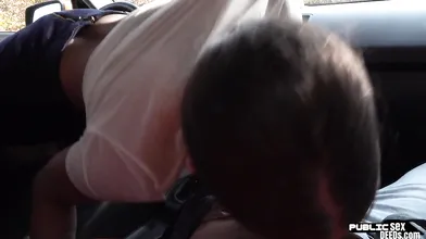 Petite Student Driver Publicly Sucking Her Instructor