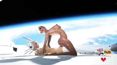 Super sexy android dickgirl fucks a hot ebony on a spaceship