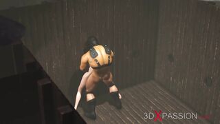 Rough anal sex in gloryhole room with a hot trans girl