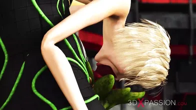 Alien sex! A hot super blonde gets fucked by Anubis on the exoplanet