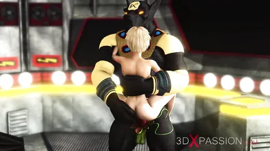 Alien sex! A hot super blonde gets fucked by Anubis on the exoplanet
