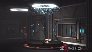 Area 51. A sexy young blonde gets fucked hard by sci-fi soldier in the lab