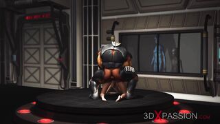 Area 51. A sexy young blonde gets fucked hard by sci-fi soldier in the lab
