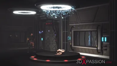 Area 51. A sexy young blonde gets fucked hard by sci-fi soldier in the lab