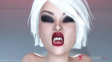 3d sexy sci-fi dickgirl android plays with a hot woman in the space station