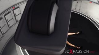 Sci-fi sex in Area 51. Shemale sex androids fucks hard a hot black girl