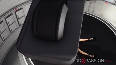 Sci-fi sex in Area 51. Shemale sex androids fucks hard a hot black girl