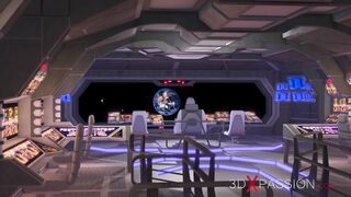 Female sex cyborg fucks hard a horny girl in the space station