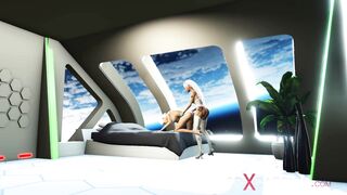 A hot 3d sci-fi android dickgirl fucks a sexy girl in space station