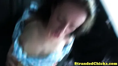 Teen with small boobs fucks a stranger in his car