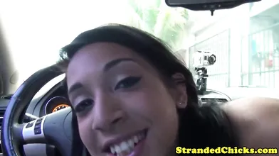 Distressed Latina Mia fucked in his car