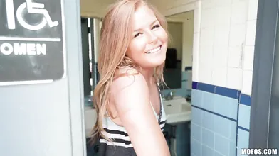 Fiery petite blonde gets fucked in public and she loves it