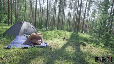 Outdoorsy Couple's DeepThroat and Cockride