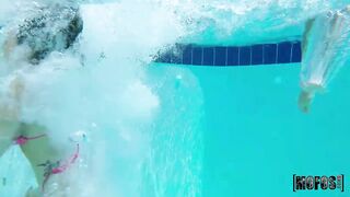 Pool Party where Abella Spreads Ass & Squirts