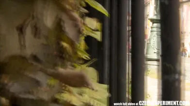Slutty Czech girl sucking strangers cock in public