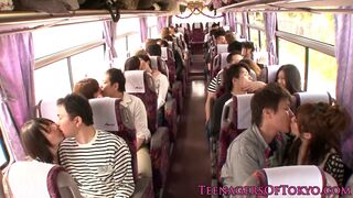 Hot Asian teen on a bus getting her beaver romped
