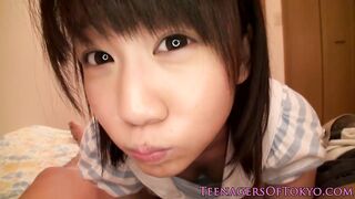 Teen schoolgirl from Asia sucks dick until they blow