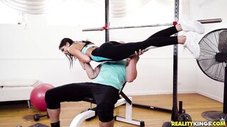 Olivia comes for hard workout, gets hard cock