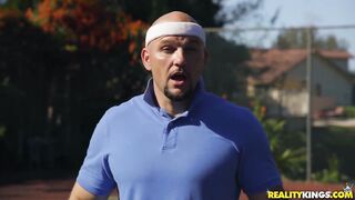 Tiny Blonde Teen Picked Up hard at Tennis Court