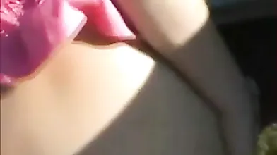 Crazy amateur girl is wearing pink dress while having sex in her car, with a stranger