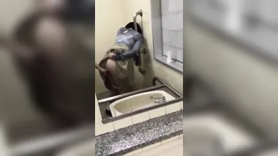 Asian bathroom sucking