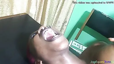 Passionate, African woman is moaning while getting fingered and fucked, because it feels so good