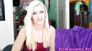 Blonde teen gets creampie