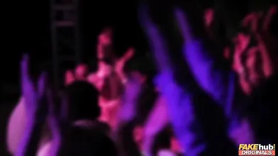 Hipster DJ nails dorky slut in the club bathroom