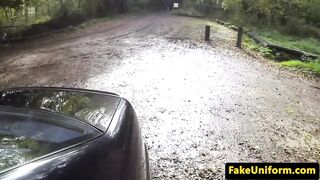 Redhead street whore gets picked up by a fake cop