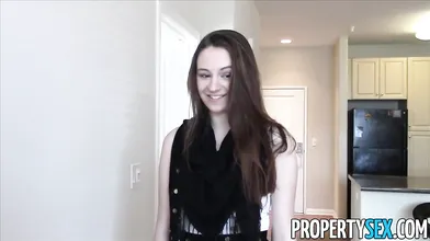Young real estate agent sucks cock in public