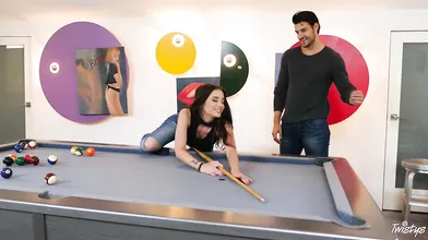 Beautiful Gia explores the boundaries of the pool table sex