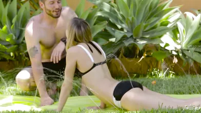 She's so wet that it's going to be disrespectful not to fuck her right there on the ground