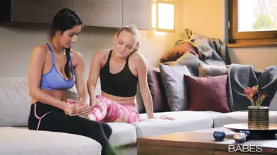 BFFs Explore Each other's Bodies after Workout