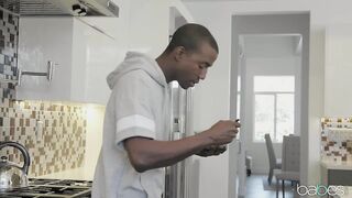 Blonde babe fucks her black stepbrother